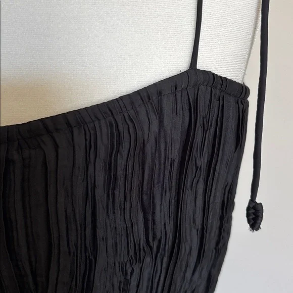 Ulla Johnson Orla Plisse sz 6 in Noir Black spaghetti tie strap Crinkle Dress - Picture 8 of 11
